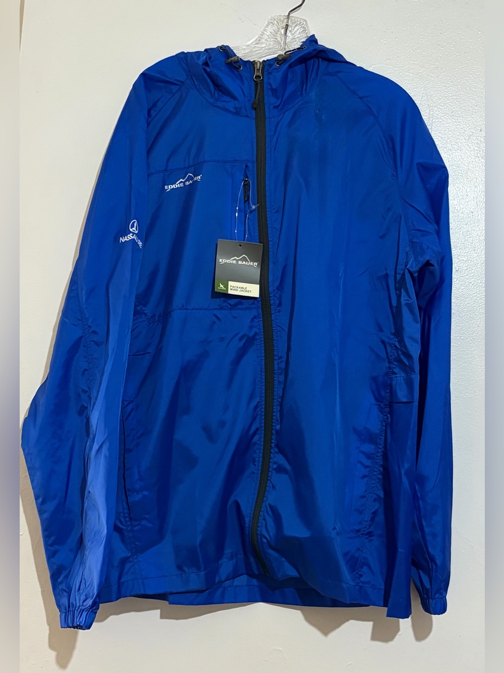 Eddie Bauer Packable Wind Jacket Blue Mens Sz Large NWT